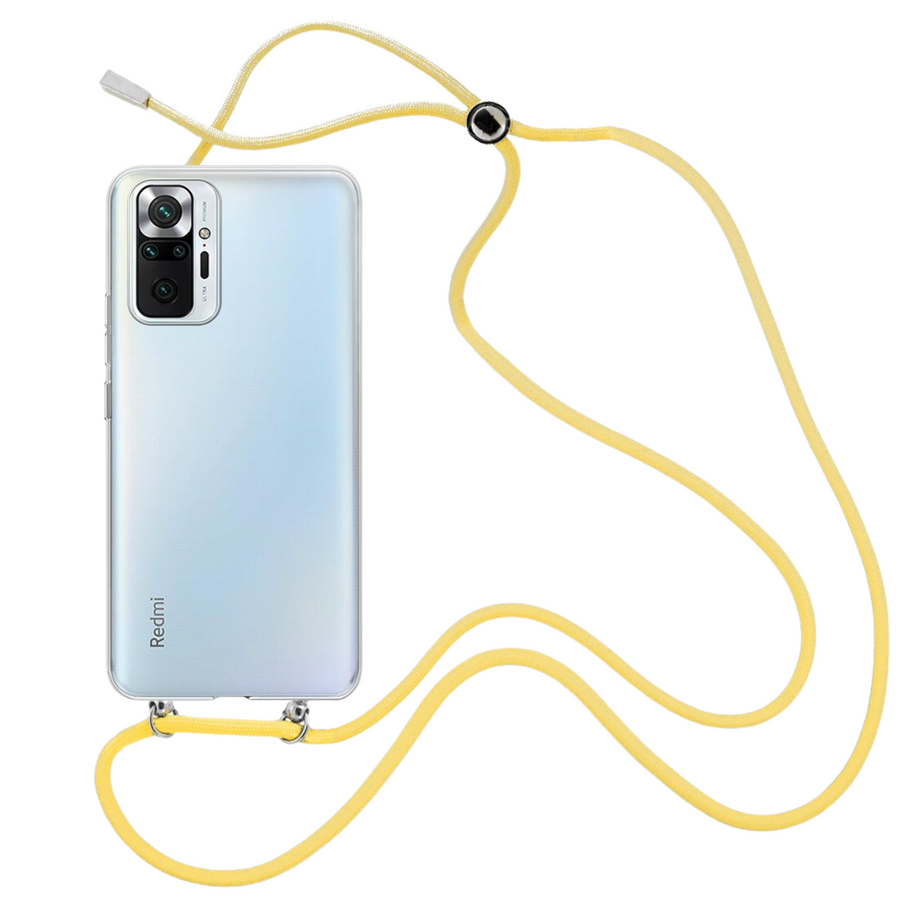 Capa cristal com fio cordão amarelo para Xiaomi Redmi Note 10 Pro Max