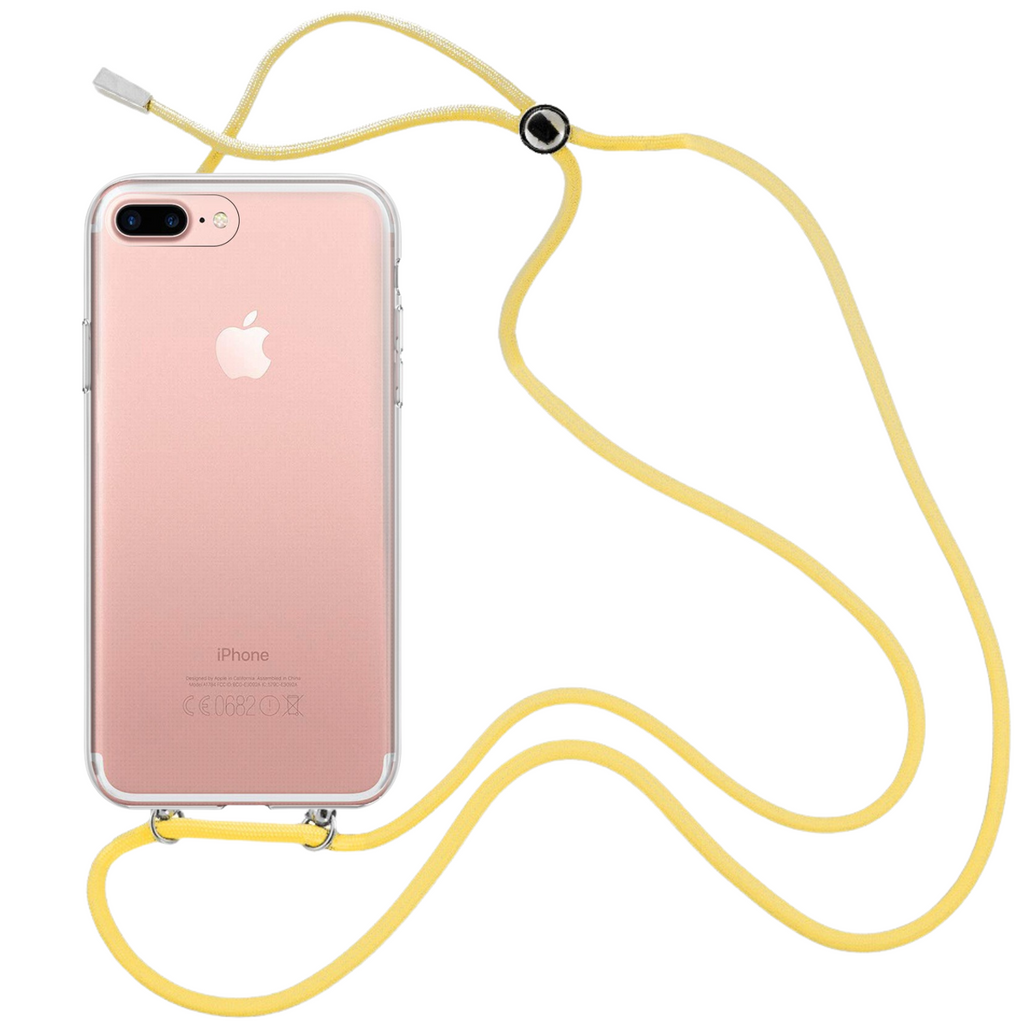 Capa cristal com fio cordão amarelo para iPhone 8 Plus