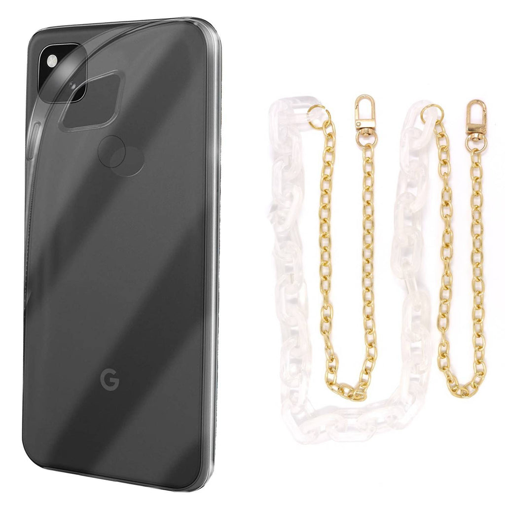 Capa cristal com cordão corrente branco para Google Pixel 5