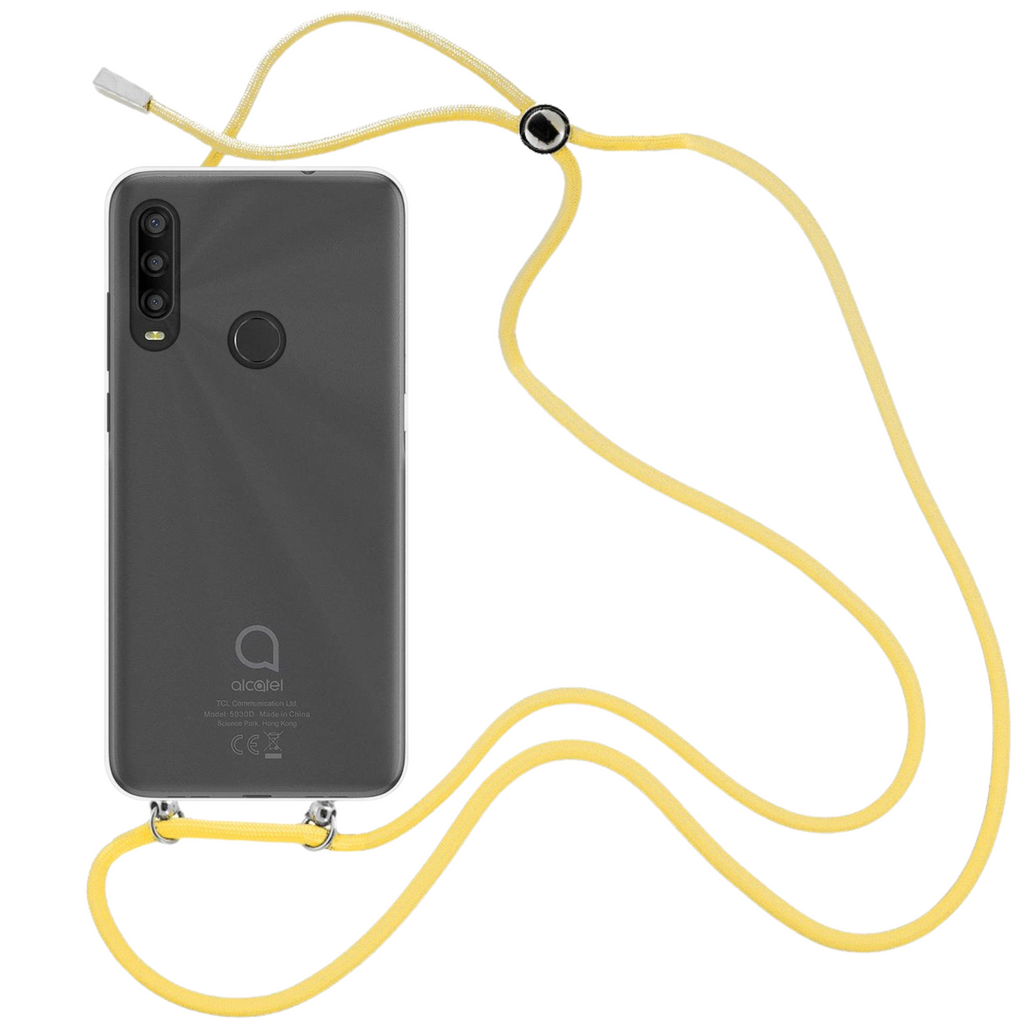 Capa cristal com fio cordão amarelo para Alcatel 1 SE 2020