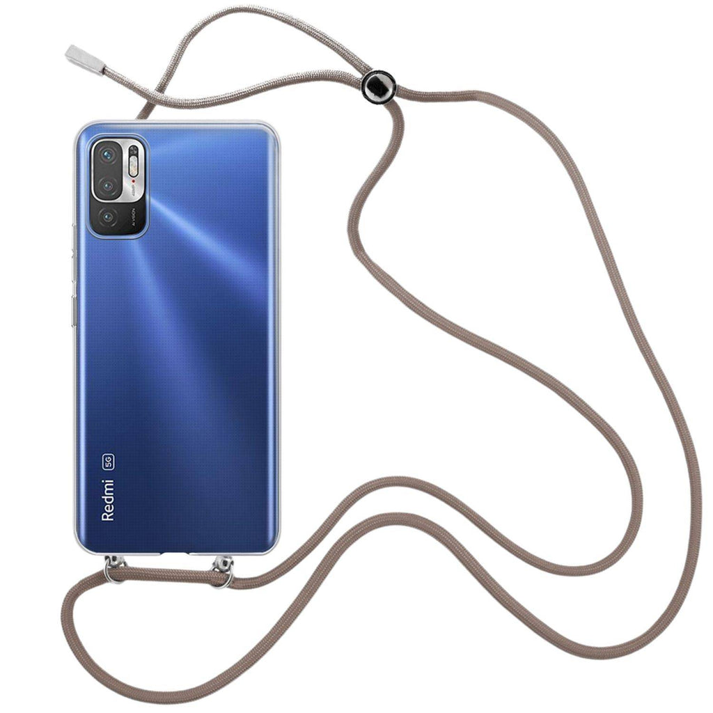 Capa cristal com fio cordão castanho para Xiaomi Redmi Note 10 5G