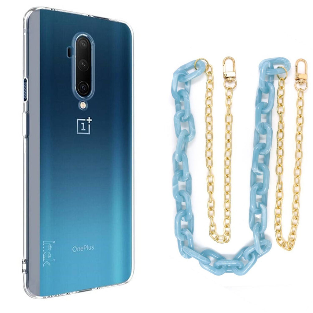 Capa cristal com cordão corrente azul para Oneplus 7T Pro