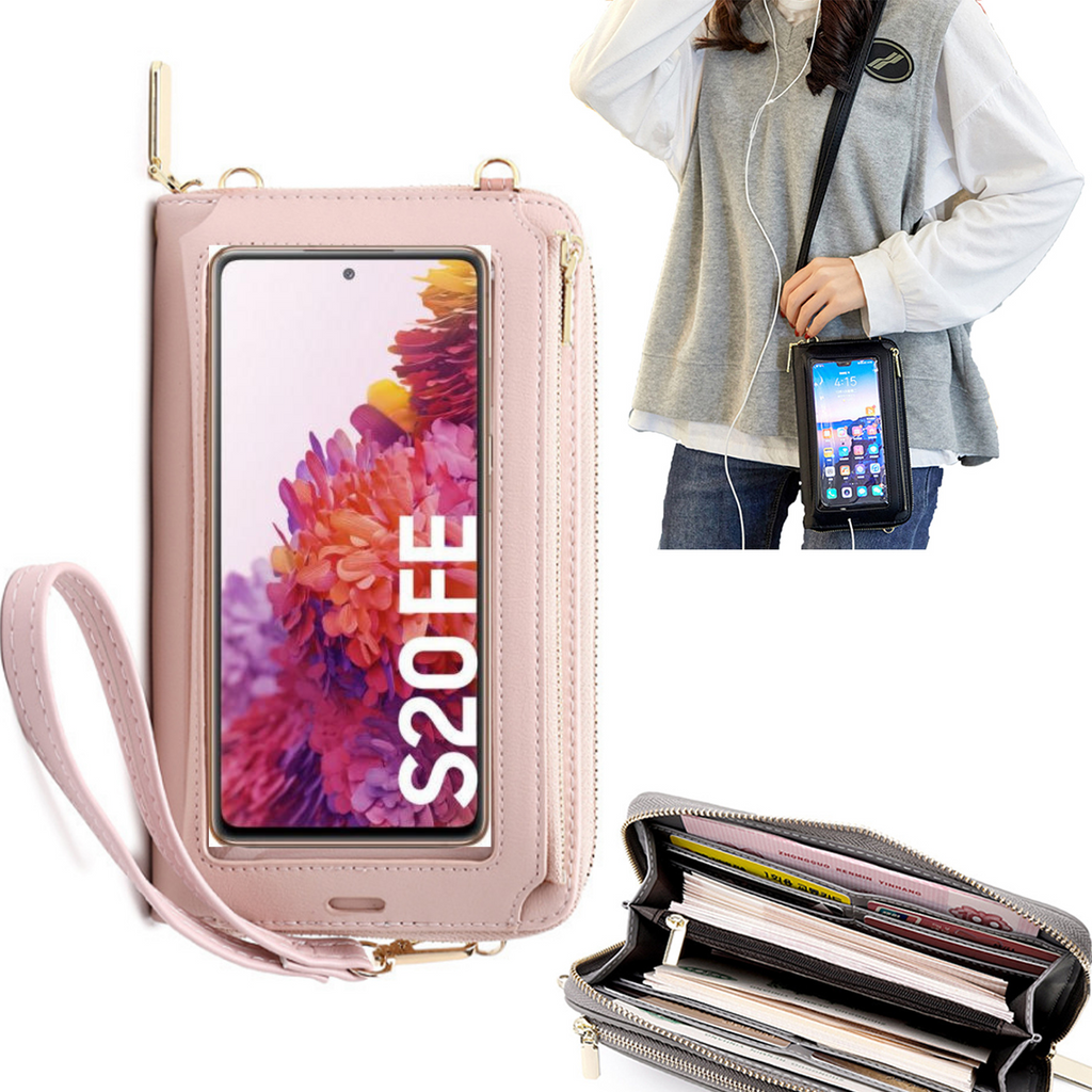 Bolsa Mala tira-colo com função touch ecrã Samsung S20 FE Rosa