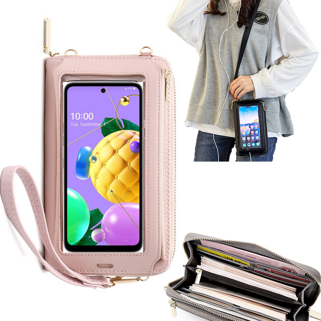 Bolsa Mala tira-colo com função touch ecrã LG K52 Rosa