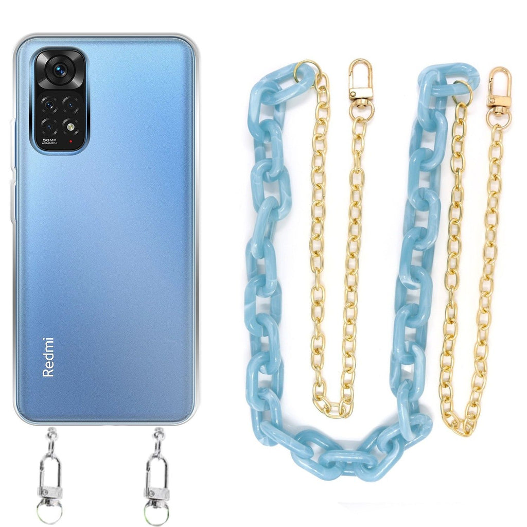 Capa cristal com cordão corrente azul para Xiaomi Poco M4 Pro