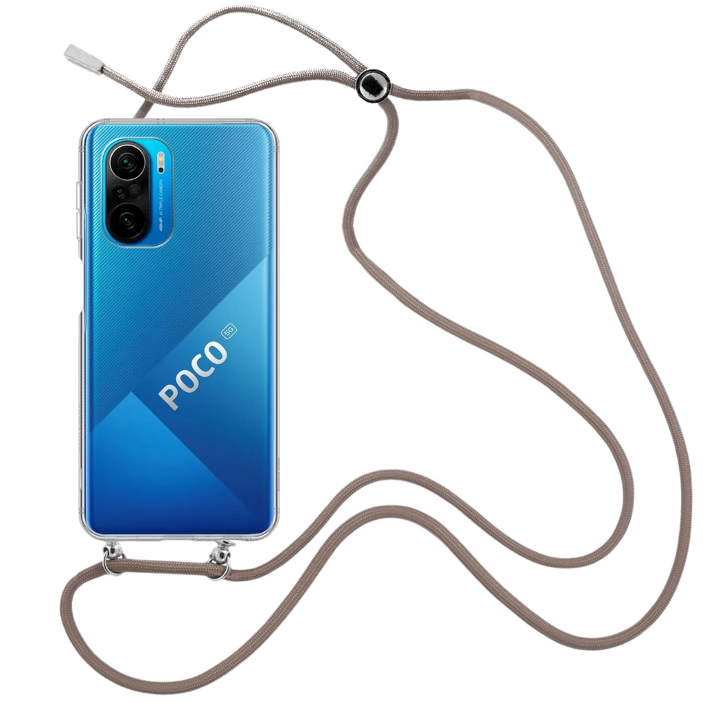 Capa cristal com fio cordão castanho para Xiaomi Poco F3