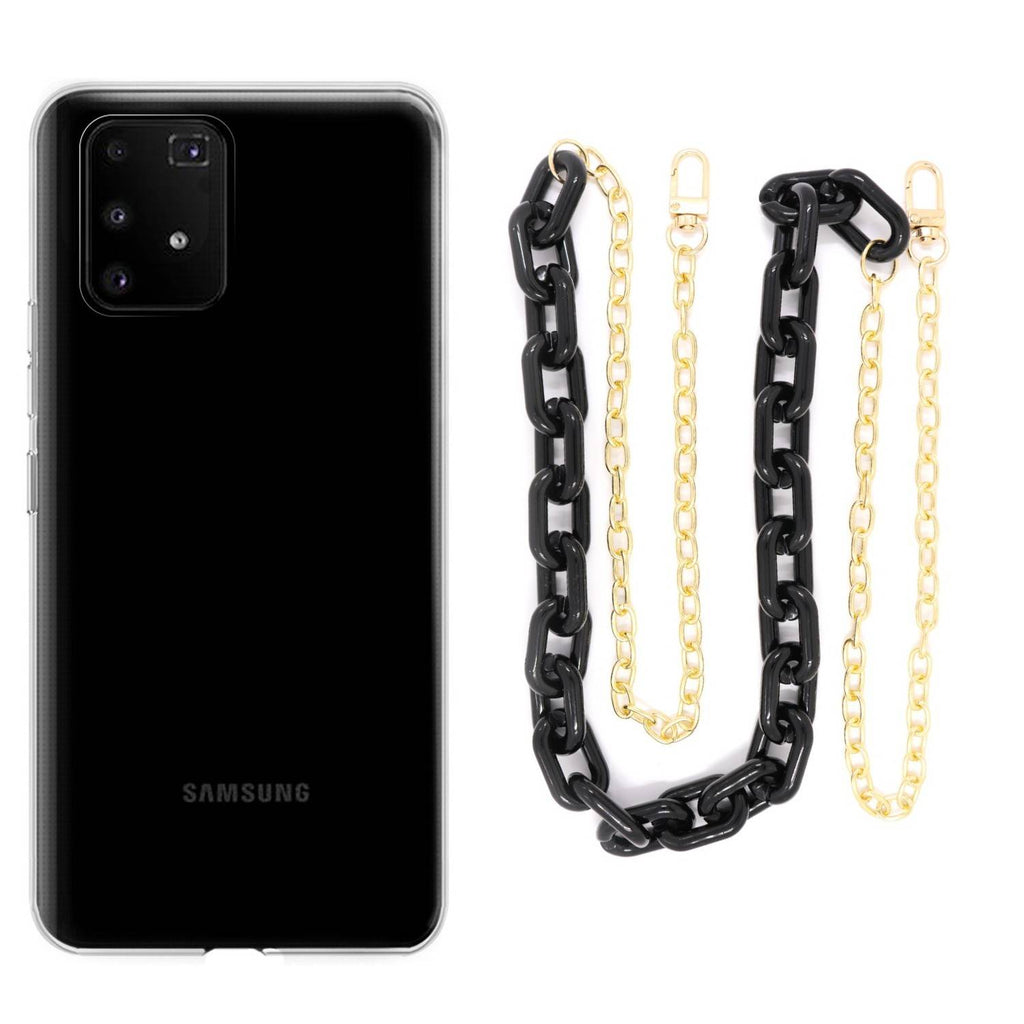 Capa cristal com cordão corrente preto para Samsung Galaxy S10 Lite