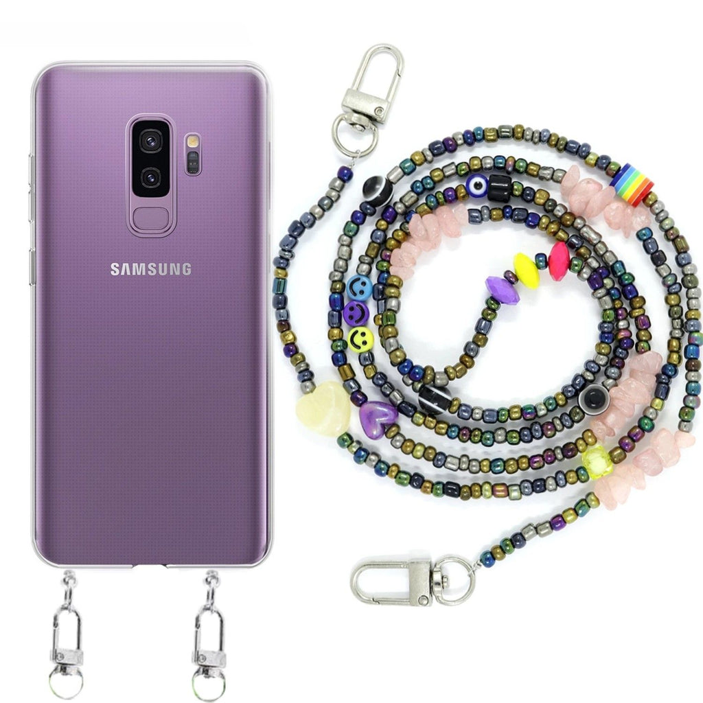 Capa cristal com fio miçanga smile para Samsung Galaxy S9 Plus