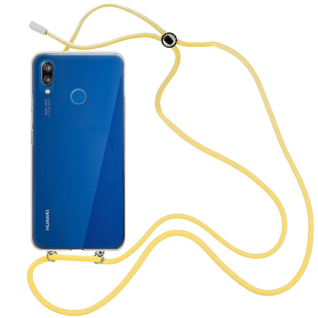 Capa cristal com fio cordão amarelo para Huawei P20 Lite