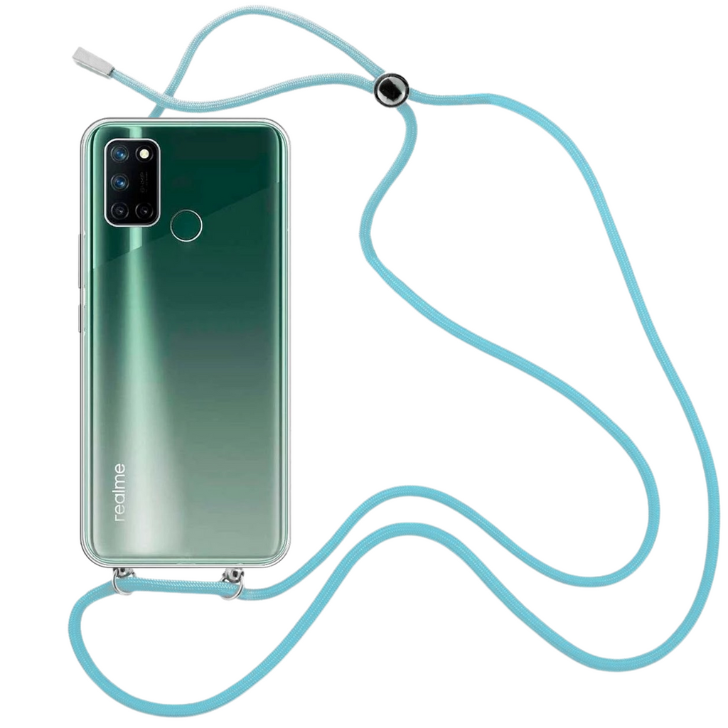 Capa cristal com fio cordão azul para Realme 7i