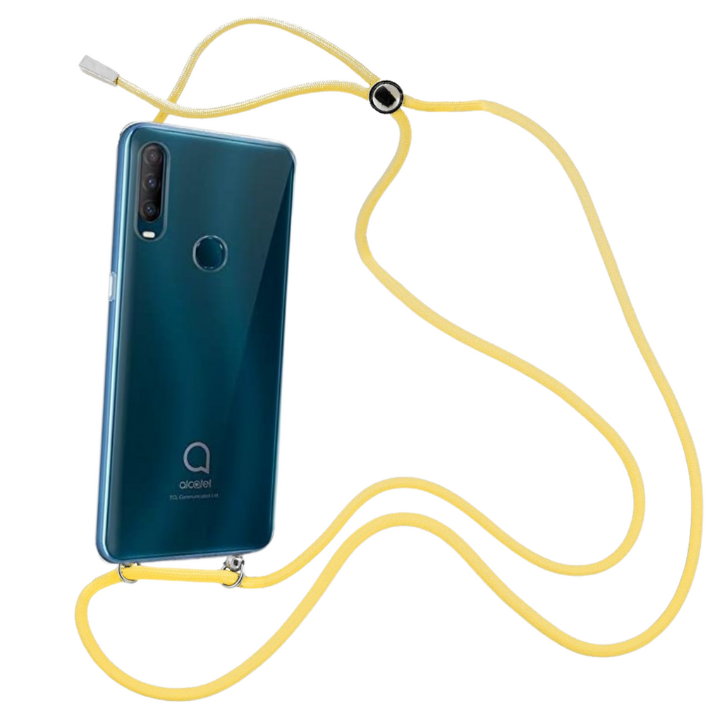 Capa cristal com fio cordão amarelo para Alcatel 1S 2020