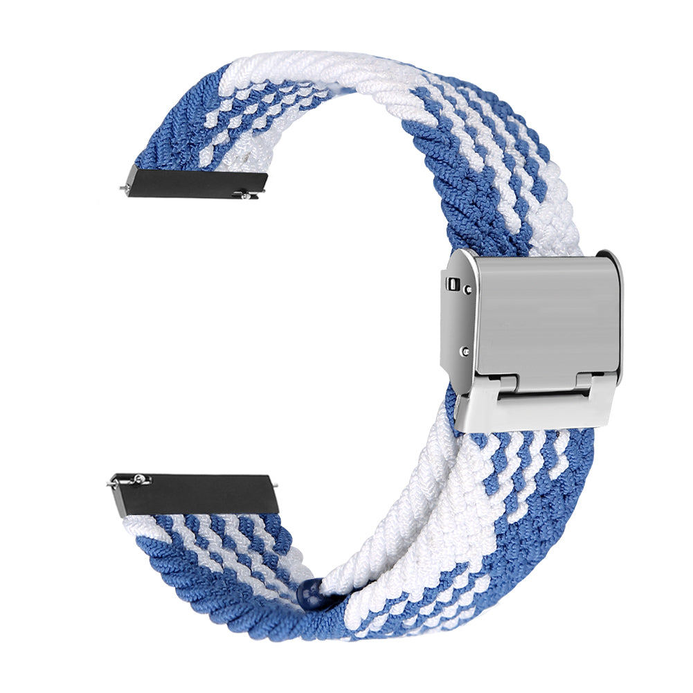 Bracelete entrançada Solo loop ajustável TicWatch E3 Azul com branco-#2