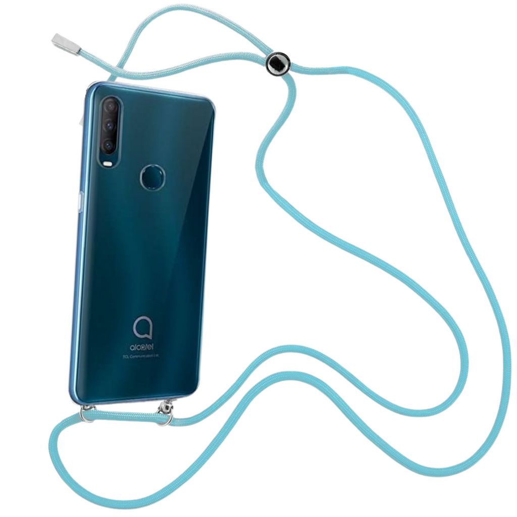 Capa cristal com fio cordão azul para Alcatel 1S 2020