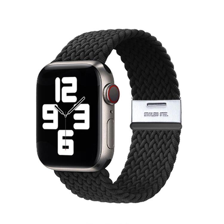 Bracelete entrançada Solo loop ajustável para Apple Watch Ultra 49mm Preto
