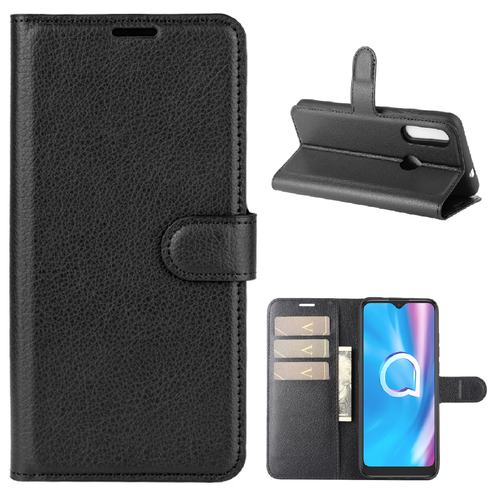 Capa carteira tipo Livro com porta cartões ALCATEL 1V 2020 Black