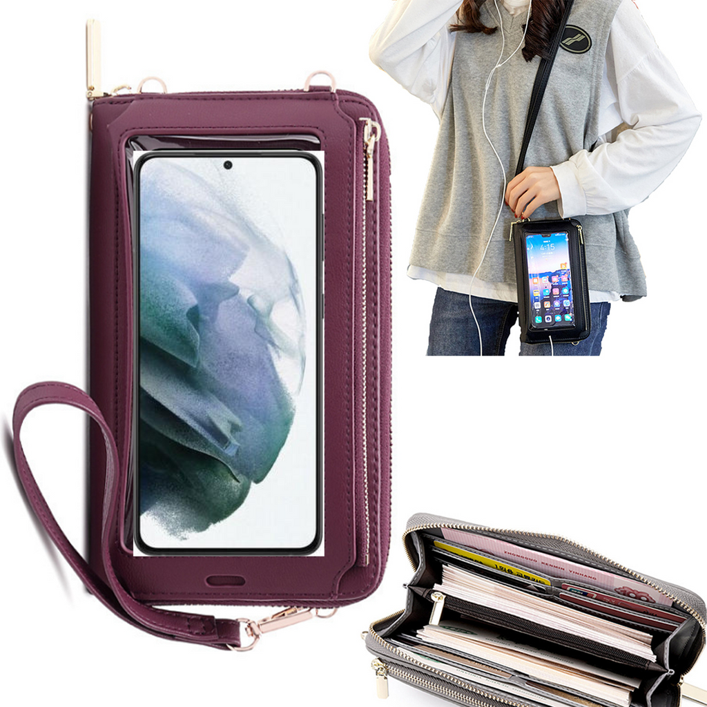 Bolsa Mala tira-colo com função touch ecrã Samsung S21 Plus Vermelho vinho