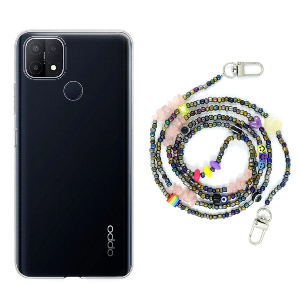 Capa cristal com fio miçanga smile para Oppo A15