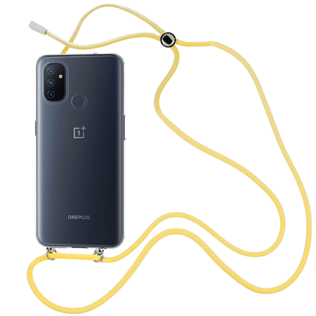 Capa cristal com fio cordão amarelo para Oneplus Nord N100