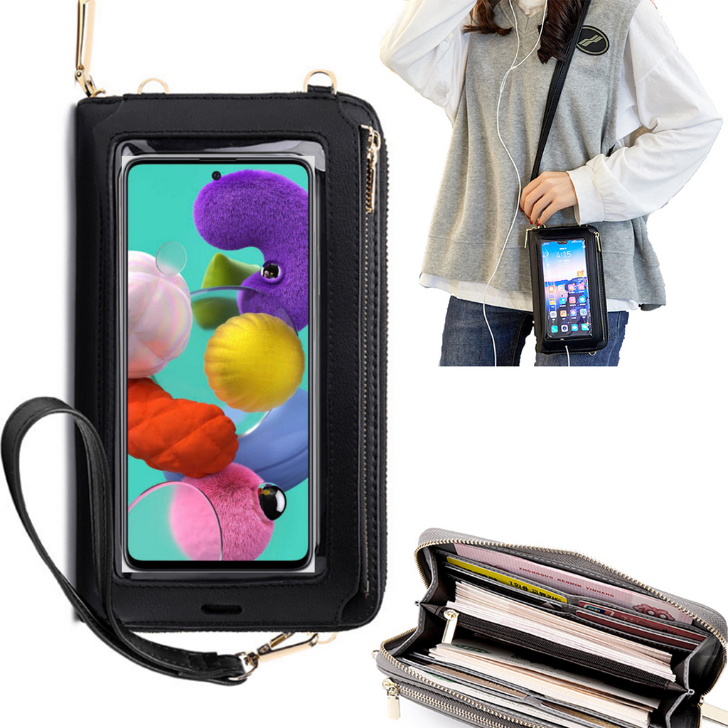 Bolsa Mala tira-colo com função touch ecrã Samsung A51 5G Preto