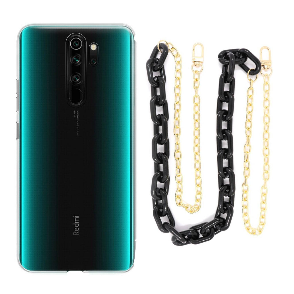 Capa cristal com cordão corrente preto para Xiaomi Redmi Note 8 Pro