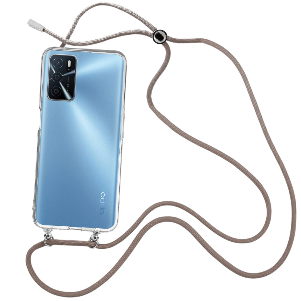 Capa cristal com fio cordão castanho para Oppo A16s