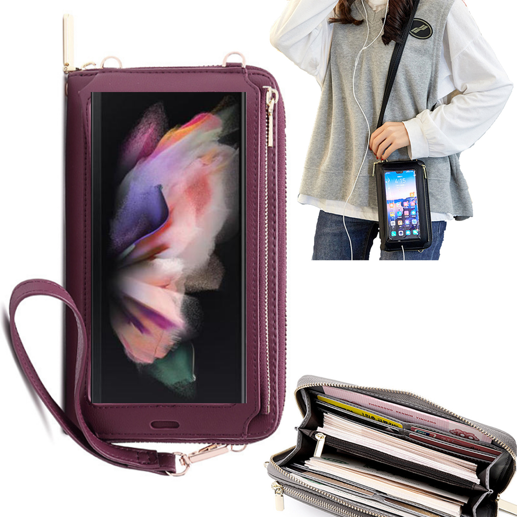 Bolsa Mala tira-colo com função touch ecrã Samsung Z Fold 3 Vermelho vinho