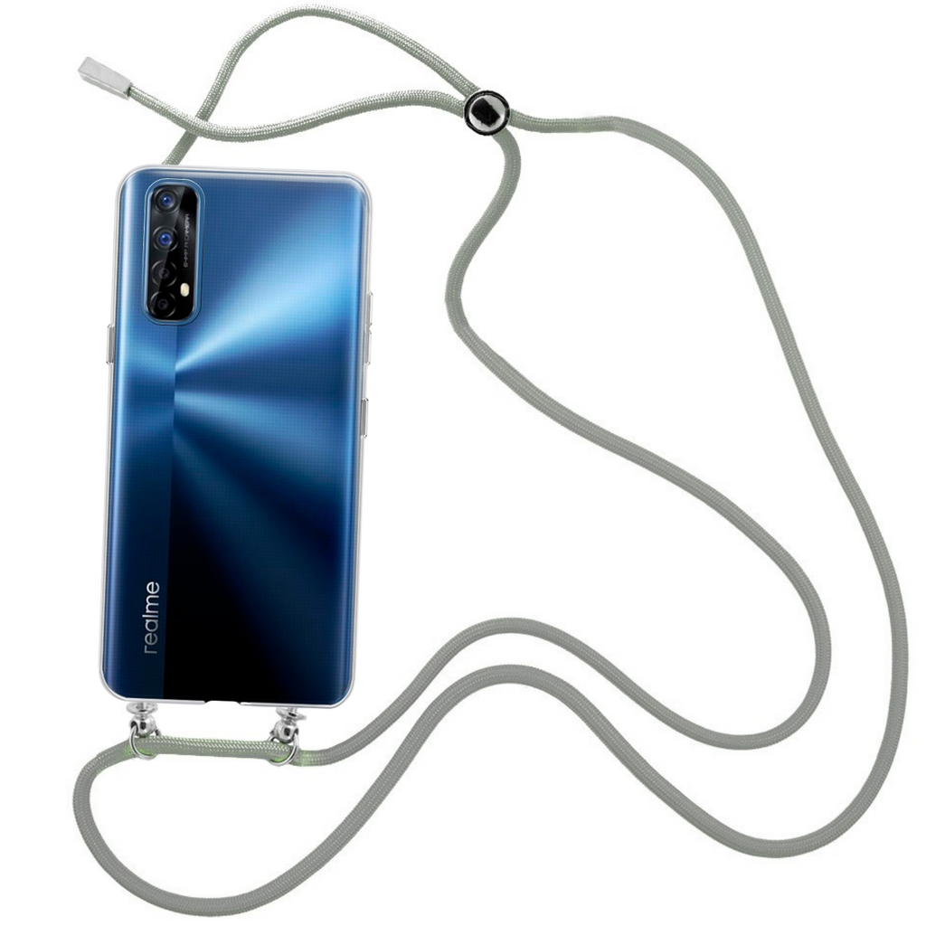 Capa cristal com fio cordão cinza para Realme 7