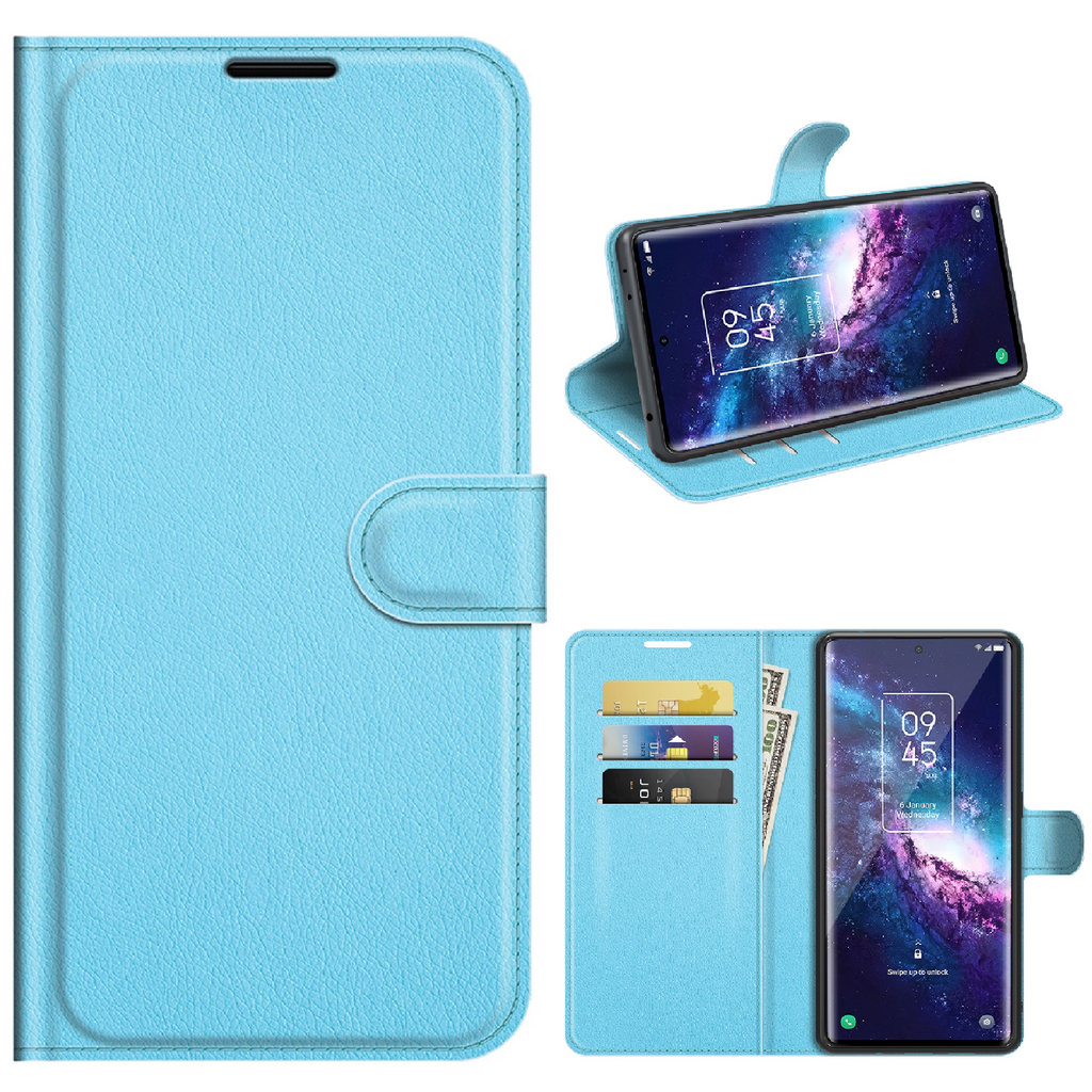 Capa carteira tipo Livro com porta cartões TCL 20 Pro 5G Light Blue