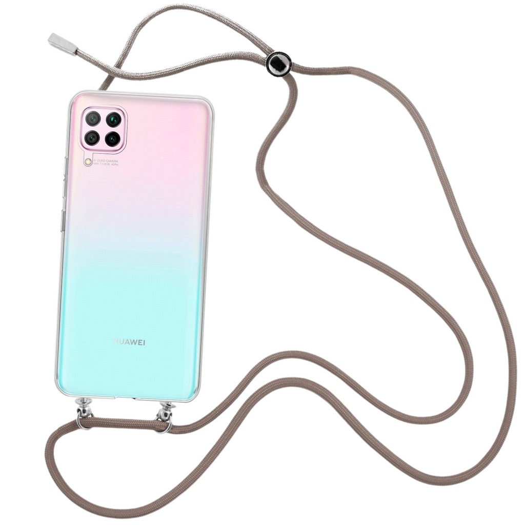 Capa cristal com fio cordão castanho para Huawei Nova 6 SE