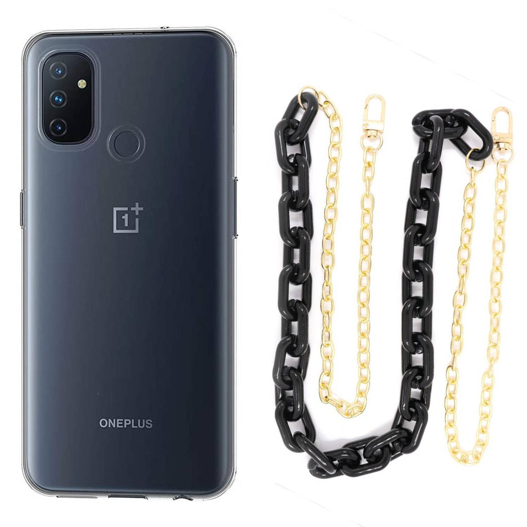 Capa cristal com cordão corrente preto para Oneplus Nord N100