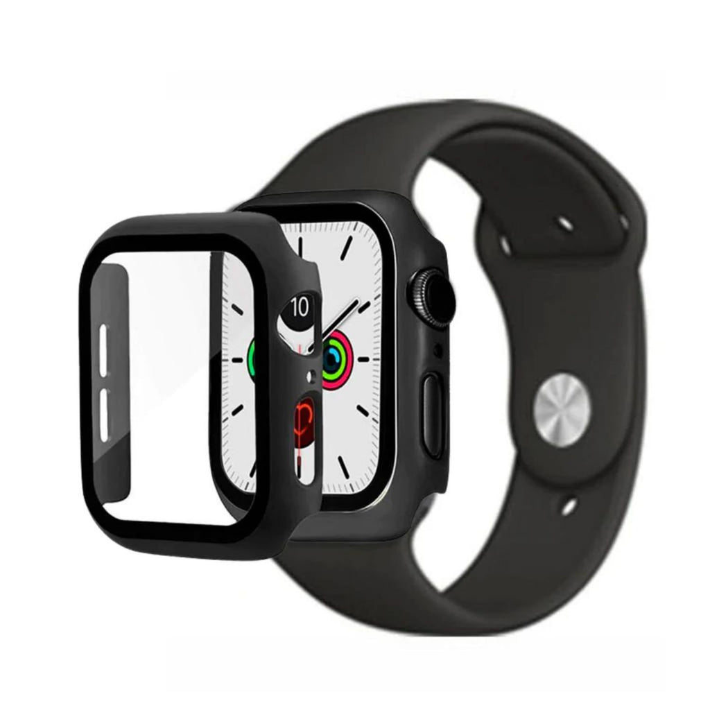 Kit case + película + pulseira bracelete para Apple Watch SE 2022 44mm Preto