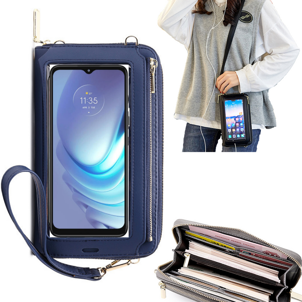 Bolsa Mala tira-colo com função touch ecrã Motorola Moto G50 Azul claro