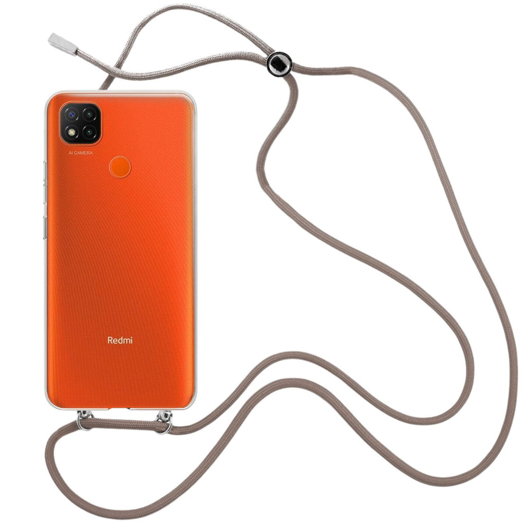 Capa cristal com fio cordão castanho para Xiaomi Redmi 9C