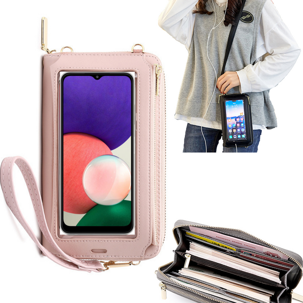Bolsa Mala tira-colo com função touch ecrã Samsung A22 5G Rosa