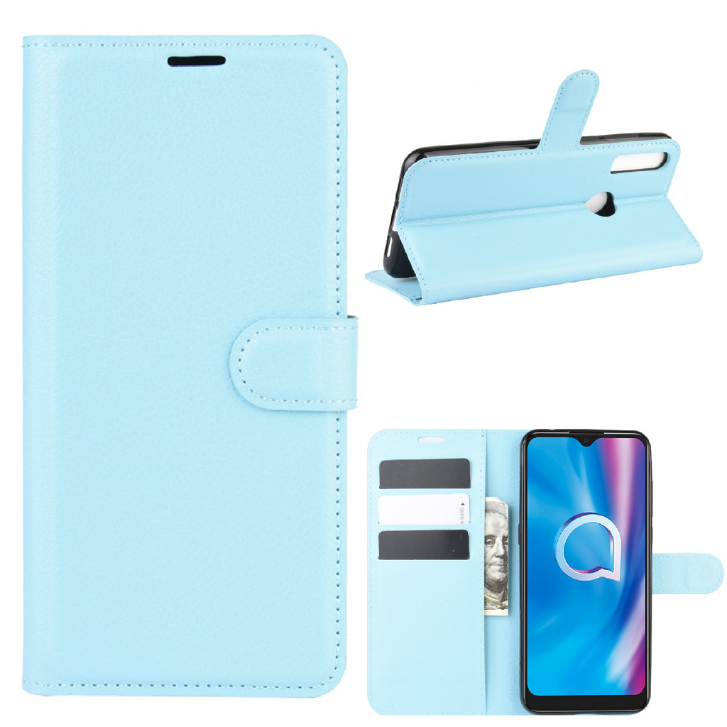 Capa carteira tipo Livro com porta cartões ALCATEL 1S 2020 Light Blue