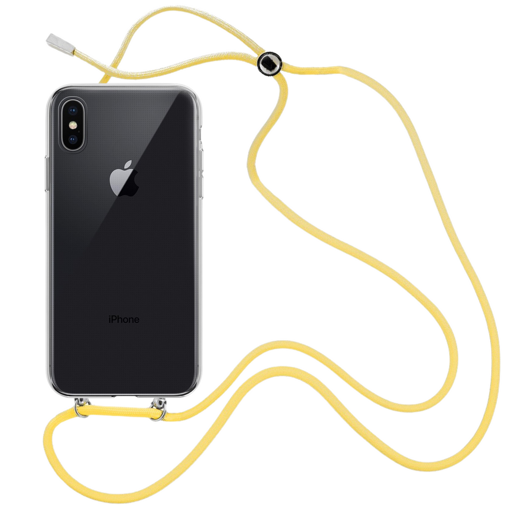 Capa cristal com fio cordão amarelo para iPhone XS