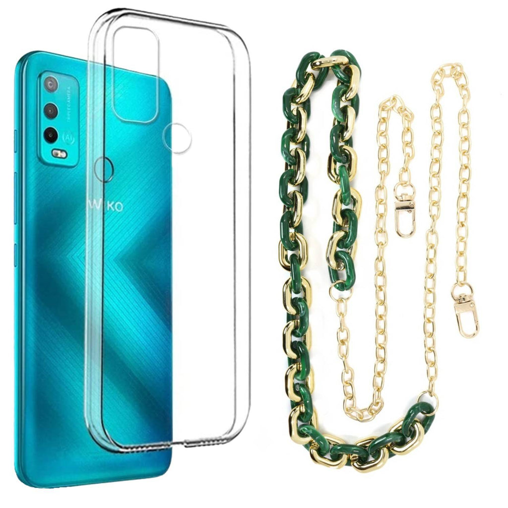 Capa cristal com cordão corrente verde para Wiko U30