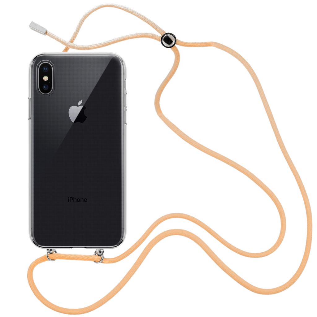 Capa cristal com fio cordão laranja para iPhone XS