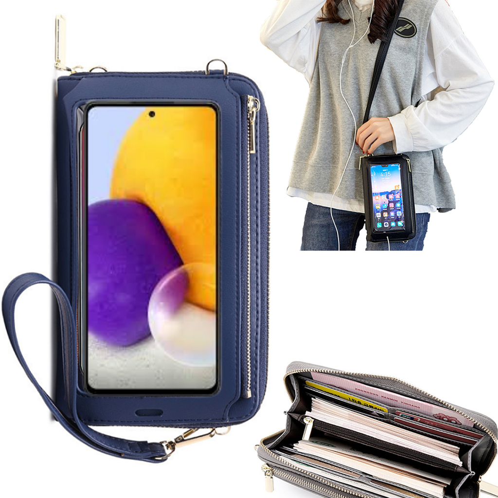 Bolsa Mala tira-colo com função touch ecrã Samsung A72 4G Azul claro