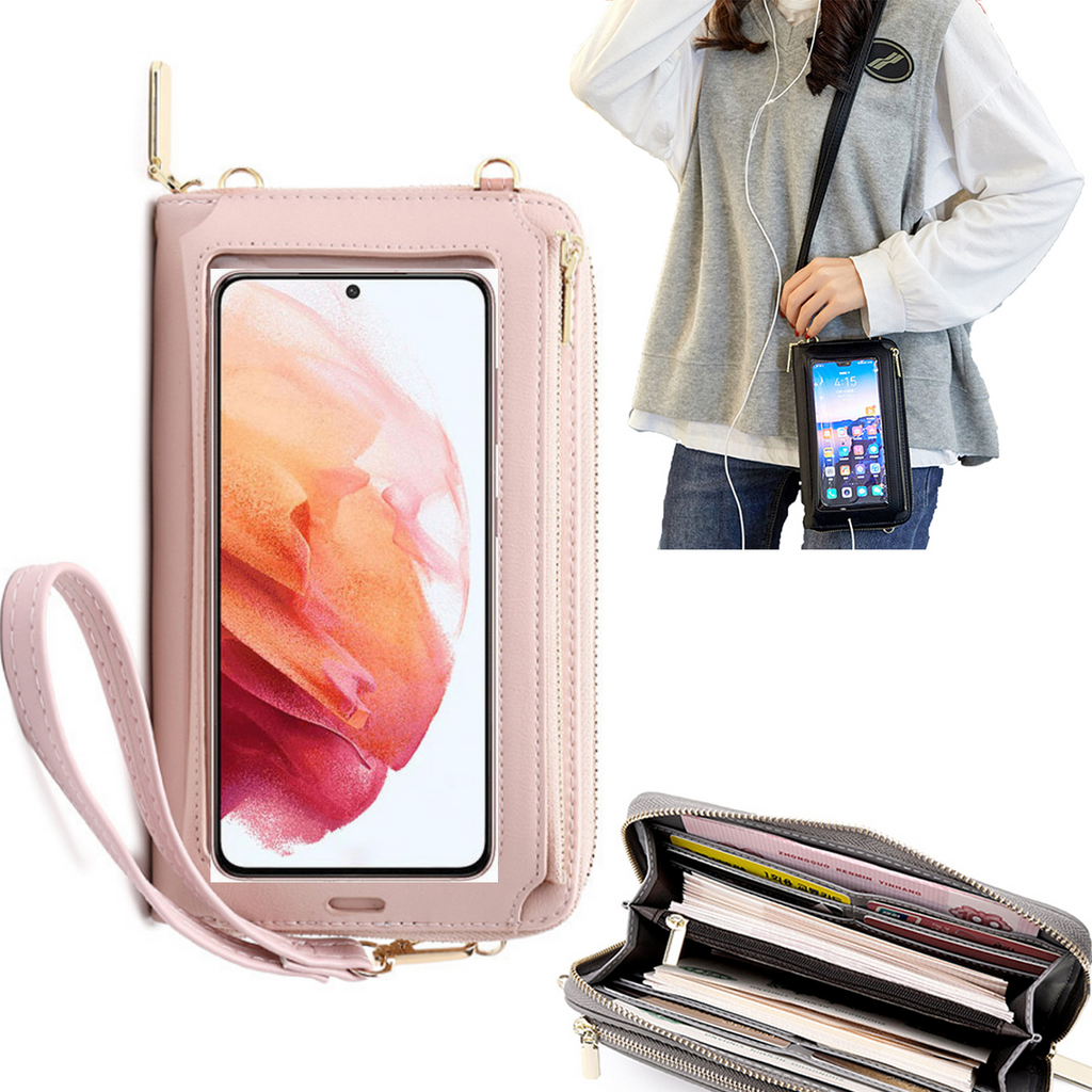 Bolsa Mala tira-colo com função touch ecrã Samsung S21 Rosa