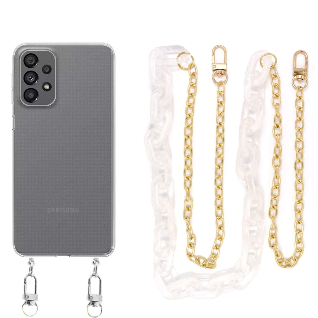 Capa cristal com cordão corrente branco para Samsung Galaxy A33