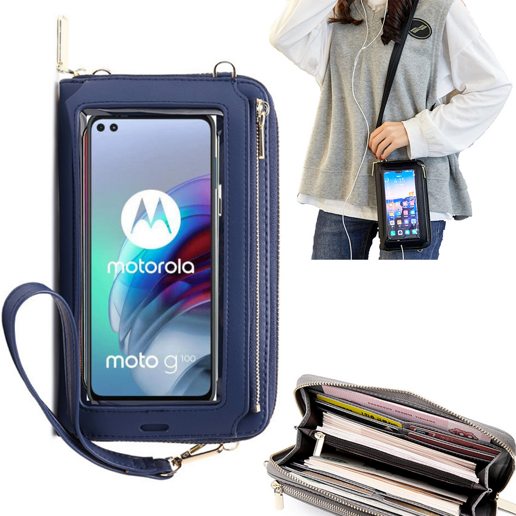 Bolsa Mala tira-colo com função touch ecrã Motorola Moto G100 Azul claro