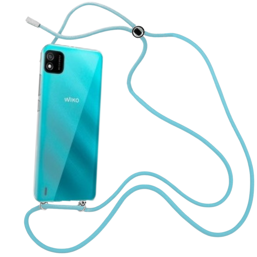 Capa cristal com fio cordão azul para Wiko Y52