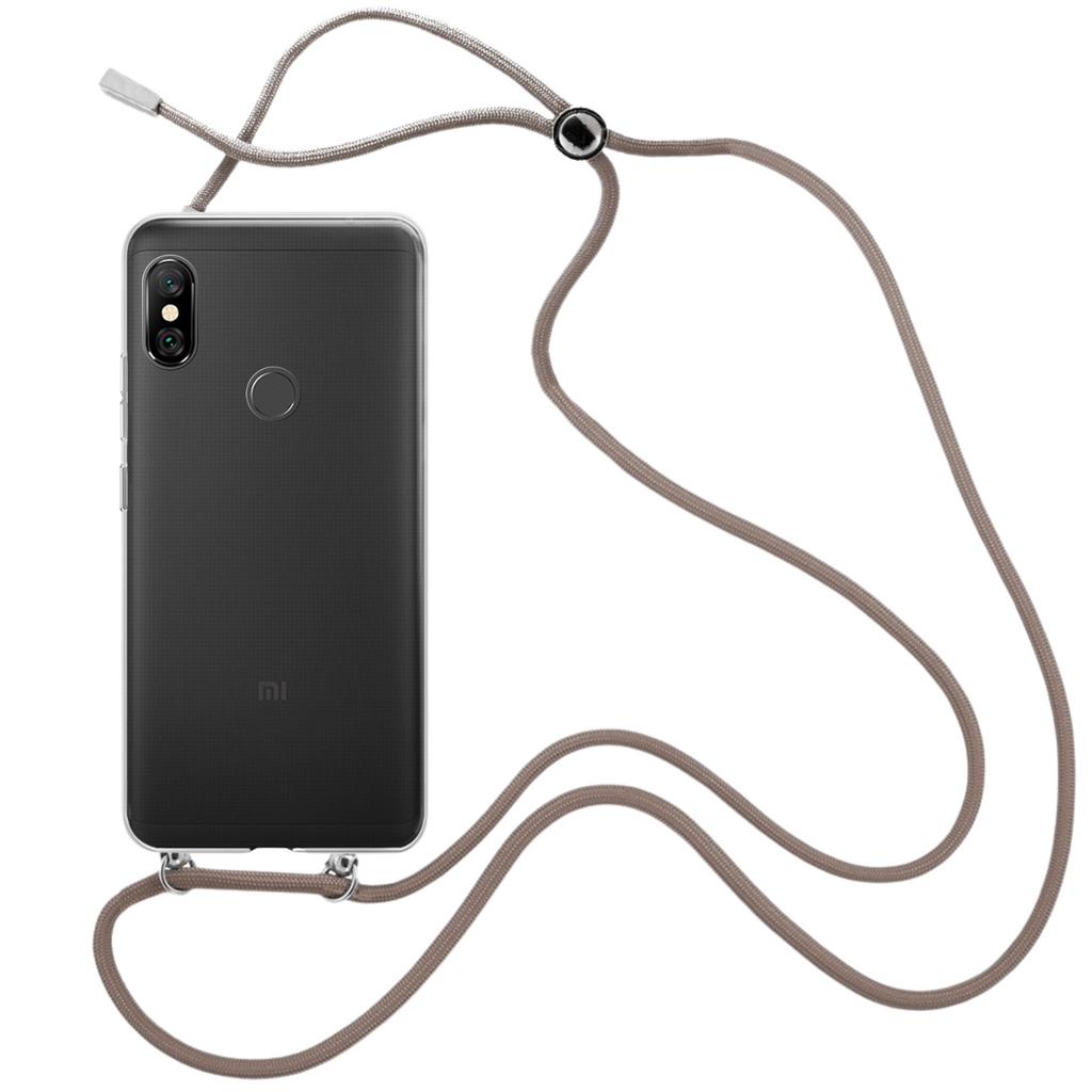 Capa cristal com fio cordão castanho para Xiaomi Redmi Note 6