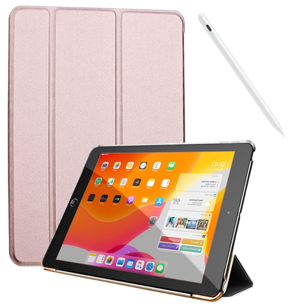 Capa Book Cover Folio com Smart Seep Rosa e Caneta stylus com palm rejection iPad  9.7 2018