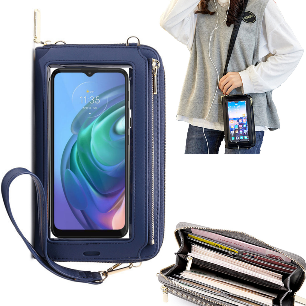 Bolsa Mala tira-colo com função touch ecrã Motorola Moto G10 Azul claro