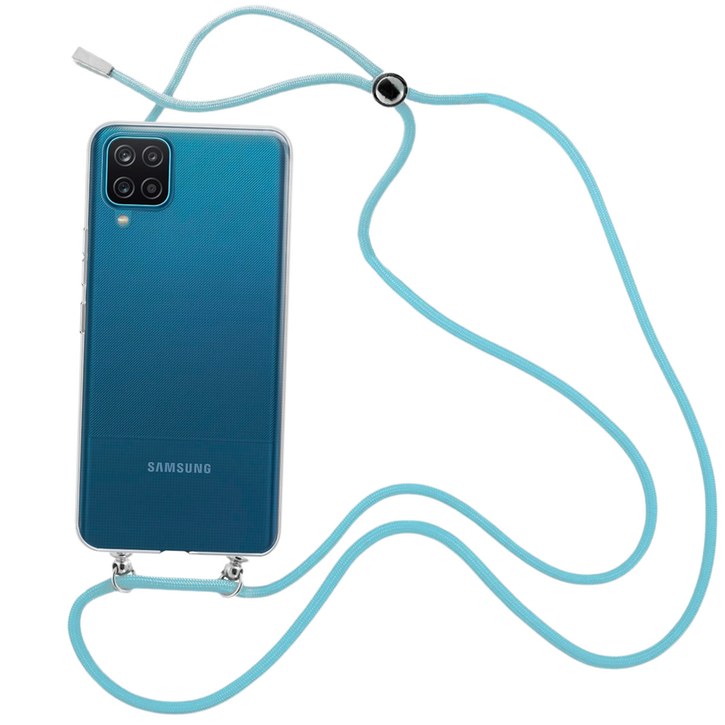 Capa cristal com fio cordão azul para Samsung Galaxy A12