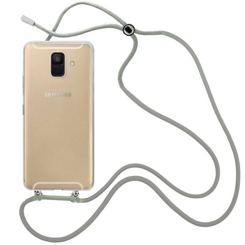 Capa cristal com fio cordão cinza para Samsung Galaxy A6 Plus