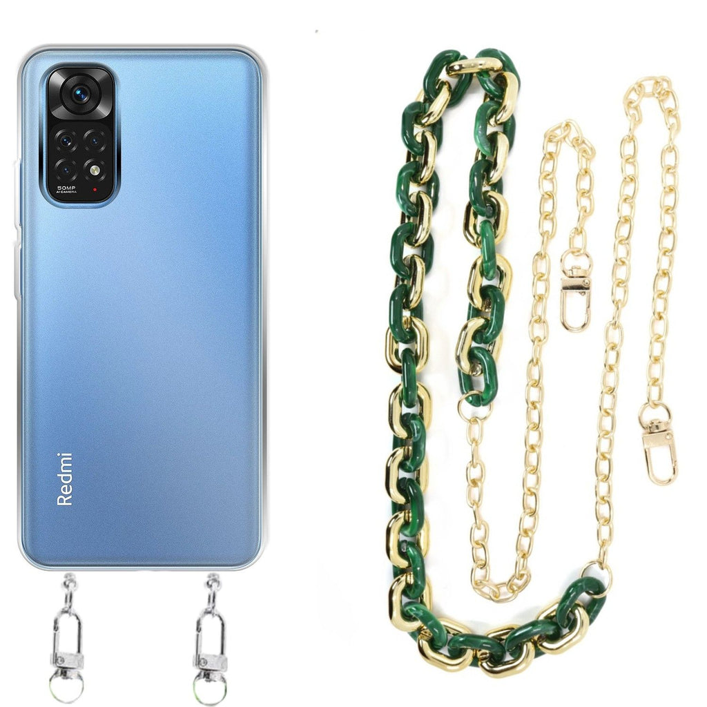 Capa cristal com cordão corrente verde para Xiaomi Poco M4 Pro