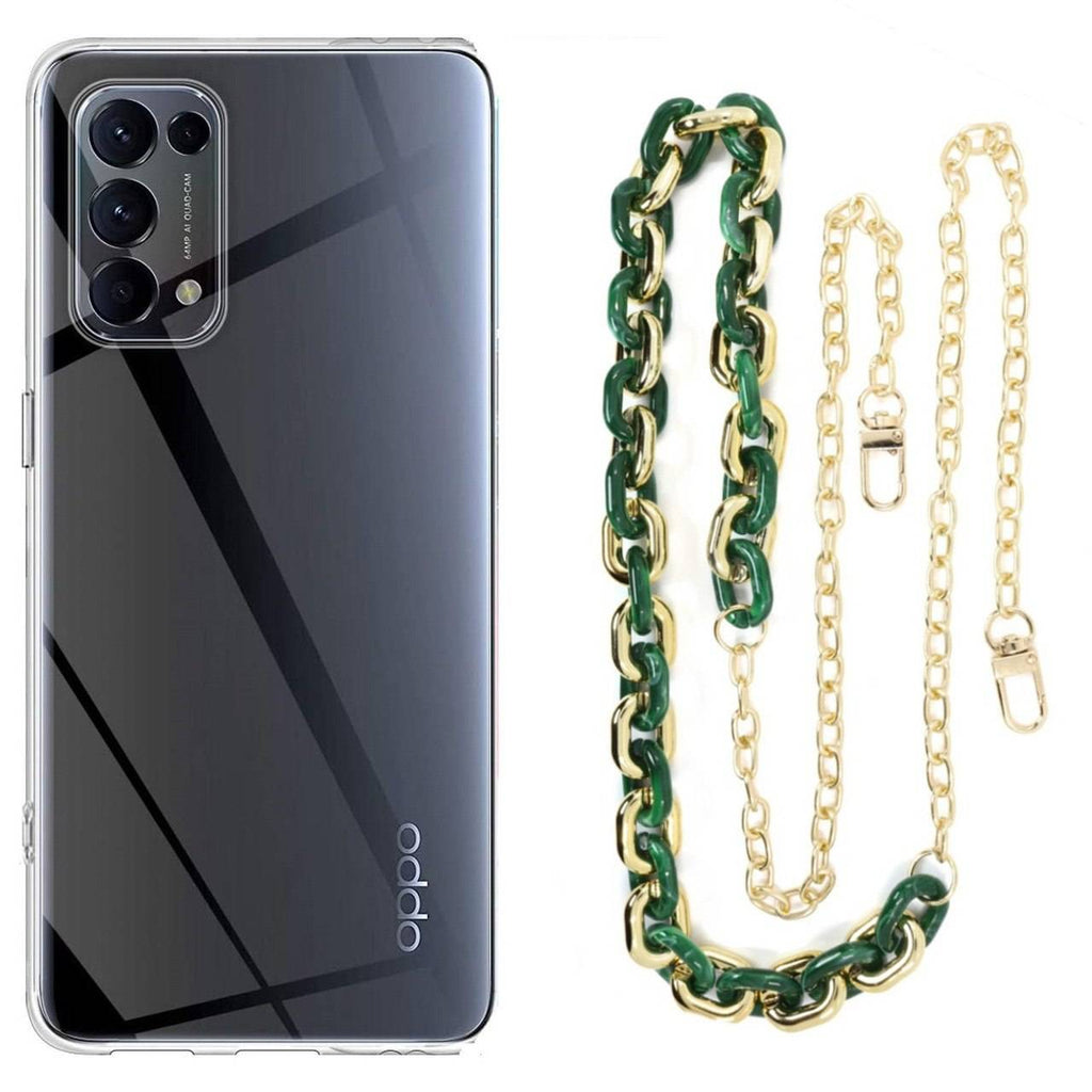 Capa cristal com cordão corrente verde para Oppo Find X3 Lite